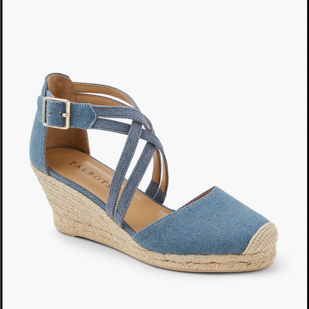 Talbots Women's Blue Espadrille Wedge Sandals